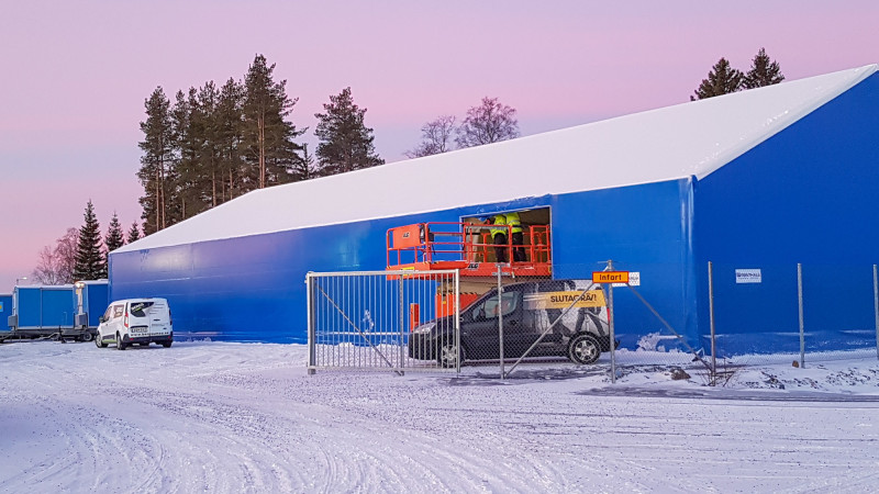 ArcticHall är vår snösäkra lagerhall för lagring och förvaring av material under vintern.